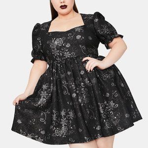 Enchanting Night Music Brocade Babydoll Dress